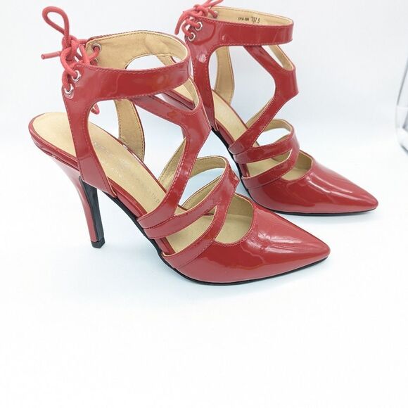 Red patent Chinese Laundry Women's Pointy Toe Ankle Strap Strappy Stiletto Heels - Picture 2 of 13